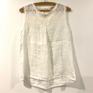 Linen Lace Trim Blouse